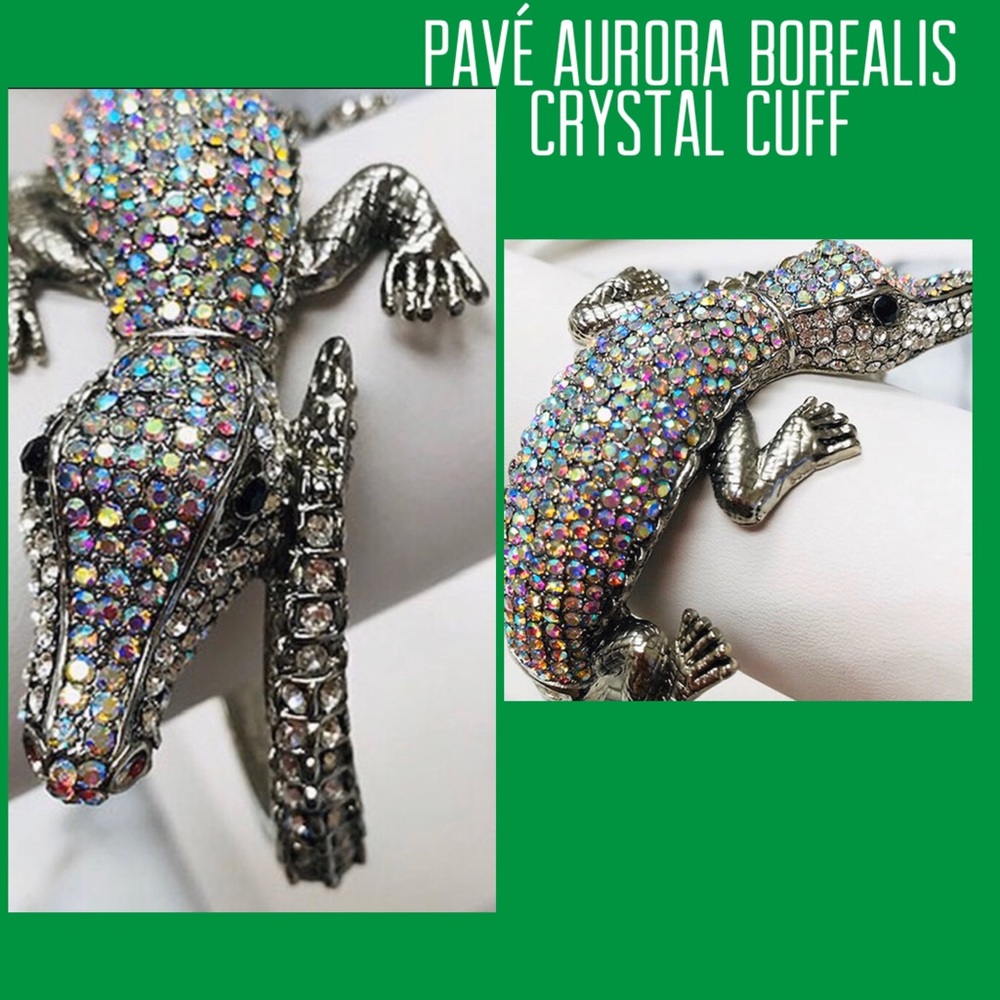 Alligator Pavé Aurora Borealis Crystal Cuff Bracelet,Boutique- NWT
